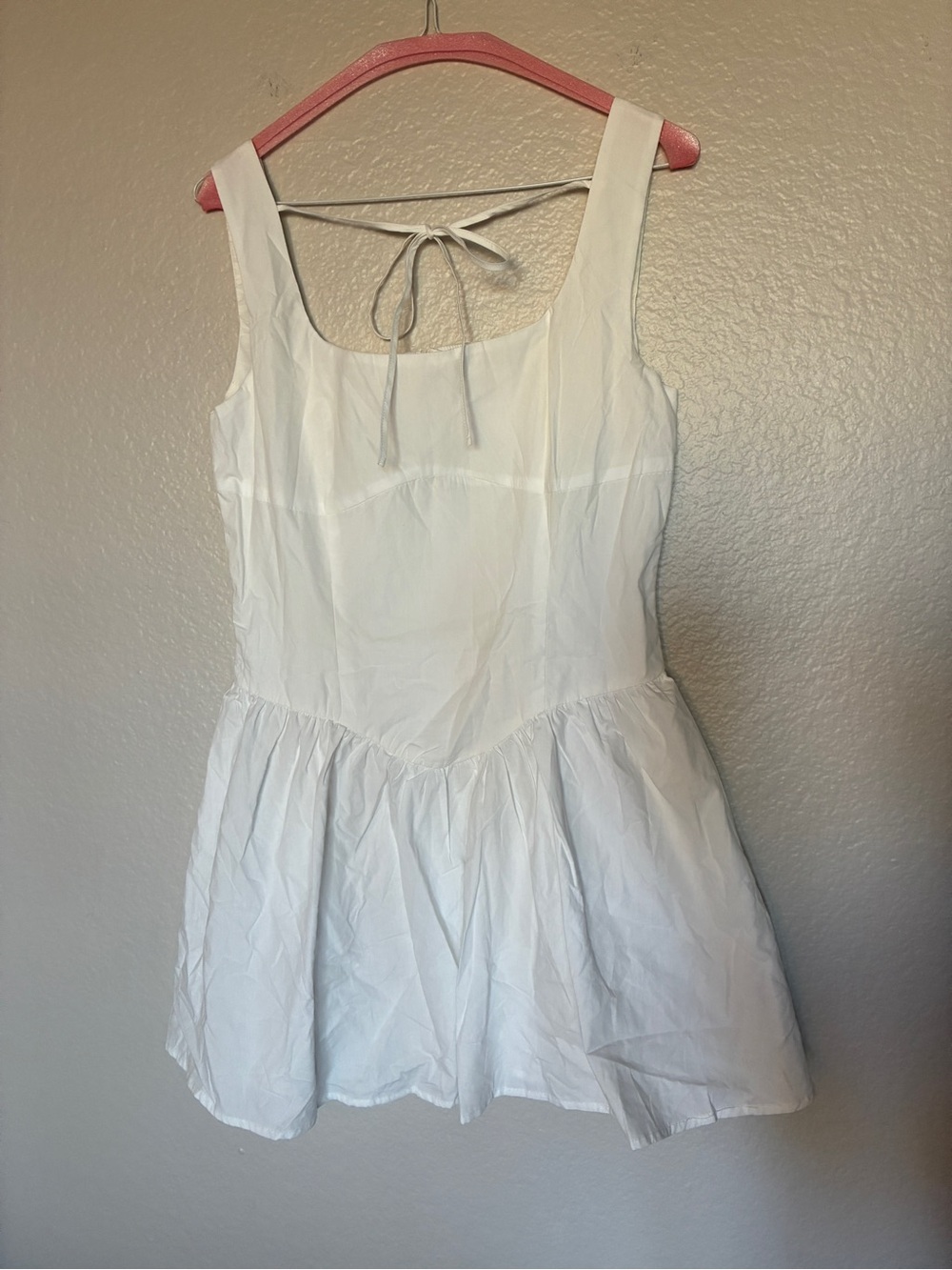 Beige Botany White Babydoll Tie-Front Mini Dress Size M